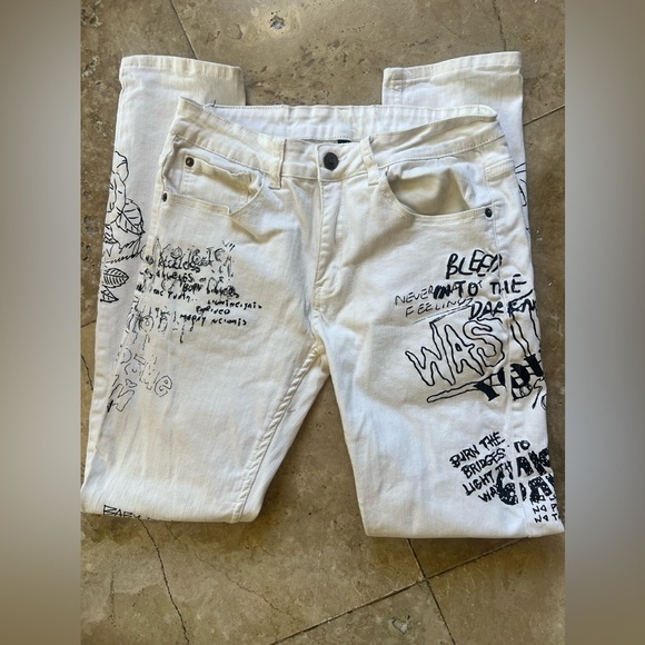 Young and Reckless white printed skinny jeans size 30 good condition - Picture 8 of 13